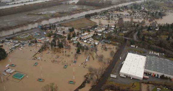 The Puyallup River in Pierce County floods following a January 2009 storm. (PHOTO COURTESY PIERCE COUNTY)