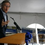 Washington State Governor Jay Inslee speaks during a ribbon-cutting ceremony to mark the grand opening of a new methane gas conversion facility at the LRI Landfill in Pierce County. (PHOTO BY TODD MATTHEWS)