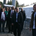 Project engineer Luke Stephenson leads elected officials on a guided tour of a new methane gas conversion facility at the LRI Landfill in Pierce County. (PHOTO BY TODD MATTHEWS)