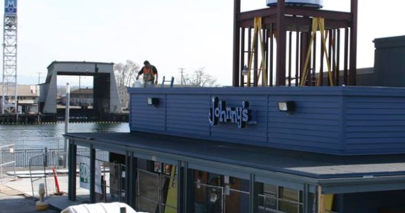 Progress continues on the $1.3 million renovation of Johnny's Seafood Co. along Thea Foss Waterway in downtown Tacoma. (PHOTO BY TODD MATTHEWS)