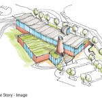 One design plan for Tacoma's Eastside community center calls for a one-story "Urban Lodge" that reflects the architecture of the Pacific Northwest and the building traditions of Native American and Japanese architecture. (IMAGE COURTESY ARC ARCHITECTS / BALLARD*KING)