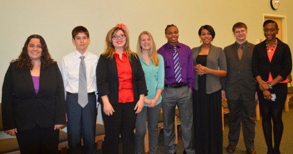 Young Entrepreneurs Academy participants include Jessica Bokoskie, Sam Wheelock, Madison Chavez, Gracie Weiss, Cyrus Singleton, Lyric Swanson, Arthur Hagen, and LaMondtra Atkins. (PHOTO COURTESY TACOMA-PIERCE COUNTY CHAMBER)