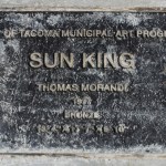 A plaque marks the spot for Tacoma's Sun King in a park near Thea Foss Waterway. (PHOTO BY TODD MATTHEWS)