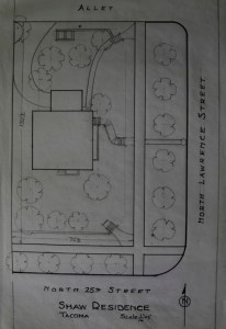 The late Tacoma architect Stanley T. Shaw sketched this undated design plan as he prepared to re-plan the home site. (IMAGE COURTESY SUSAN JOHNSON / ARTIFACTS CONSULTING)