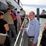 Port of Tacoma Budget Manager Al Cleaves welcomes guests onboard the Argosy's Lady Mary for a free boat tour of the Port of Tacoma as part of the annual Tacoma Maritime Fest last year. The annual tours offer a ship-side view of the Port of Tacoma and its operations. (PHOTO COURTESY PORT OF TACOMA)