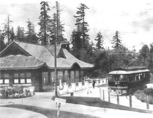 An historic photograph of the former Point Defiance Streetcar Station at Point Defiance Park. (IMAGE COURTESY METRO PARKS TACOMA)
