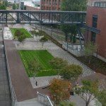 Contractors on Tuesday were putting the finishing touches on a segment of the Prairie Line Trail that runs through the University of Washington Tacoma (UWT) campus. City of Tacoma and UWT officials will celebrate the grand opening of the first phase of the new urban trail during a public ceremony on Thurs., Sept. 25, at 5 p.m. (PHOTO BY TODD MATTHEWS)