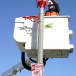 Crews are installing light-emitting diode (LED) street lights in Tacoma's Lincoln International Business District this week. (PHOTO BY TODD MATTHEWS)