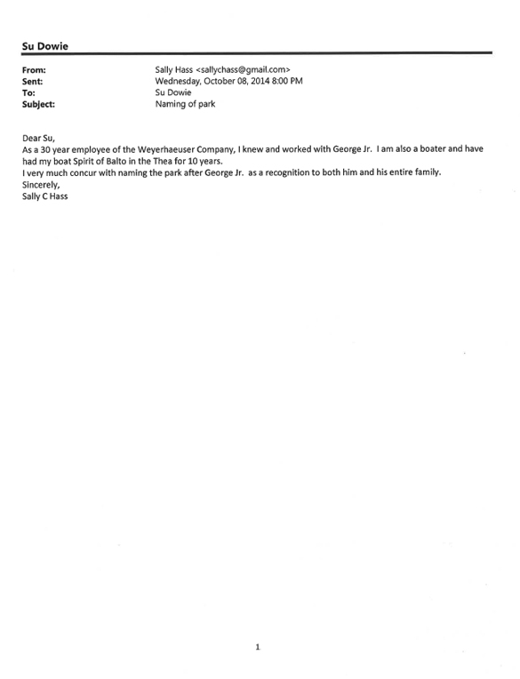 Letters to Tacoma City Hall support Weyerhaeuser Park along Thea Foss Waterway