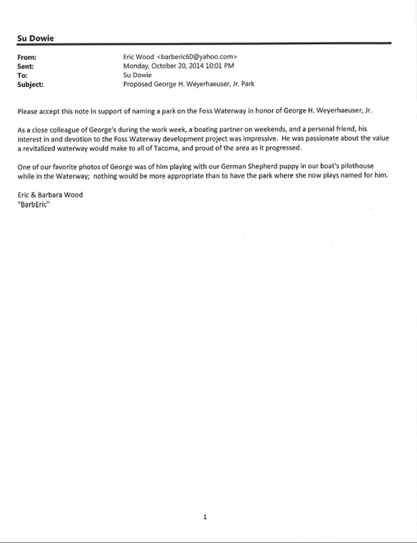 Letters to Tacoma City Hall support Weyerhaeuser Park along Thea Foss Waterway