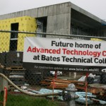 Construction continues on the new $23 million, two-story, 53,000-square-foot Advanced Technology Center at Bates Technical College in Tacoma. (PHOTO BY TODD MATTHEWS)