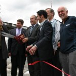 Pierce County Executive Pat McCarthy, City of Tacoma Environmental Services Manager Mike Slevin, Pierce County Councilmember Rick Talbert, Pierce County Public Works Director Brian Ziegler, Tacoma City Councilmember Ryan Mello, and Puyallup Deputy Mayor John Hopkins attended a ribbon-cutting ceremony on Weds., June 3, to mark the completion of a major floodwall project at the City of Tacoma's Central Wastewater Treatment Plant. (PHOTO BY TODD MATTHEWS)