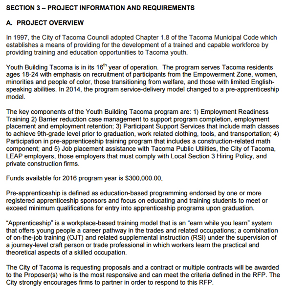 Tacoma Bid Watch: Youth Building Tacoma, Tacoma Power archaeologist update, and landfill diversion