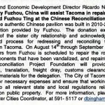 Fuzhou delegation to repair Ting pavilion at Tacoma's Chinese Reconciliation Park