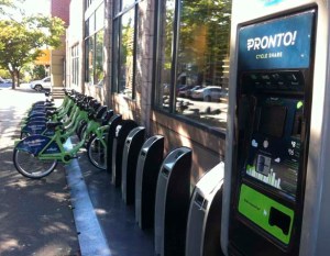 The City of Tacoma has issued a Request For Proposals (RFP) from consultants to complete a feasibility study for a bikeshare program, which allows people to check out bicycles for short trips around the city. Last year, the City of Seattle partnered with the non-profit organization Pronto Cycle Share to introduce a bikeshare system that includes 500 bikes and 50 stations throughout the city, including (pictured) Capitol Hill. (PHOTO BY TODD MATTHEWS)