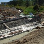 Zemek Construction constructs abutment foundations earlier this year as part of a project to replace the Lacamas Creek Bridge. (PHOTO COURTESY PIERCE COUNTY)