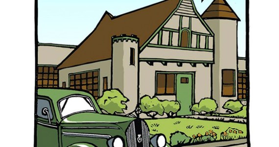 Tacoma's Tillicum Building created by artist Yoshiko Yamamoto for Historic Tacoma's Postcard Project. (IMAGE COURTESY HISTORIC TACOMA)