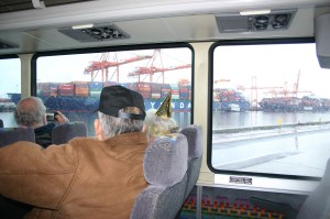 The Port of Tacoma's monthly public bus tours take the public on a behind-the-scenes look at port operations. Credit: David Guest / TDI