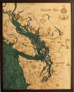 Wooden chart of the Salish SeaImage courtesy ofBelow the Boat