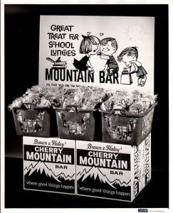 A display box of Cherry Mountain BarsImage courtesy Brown & Haley