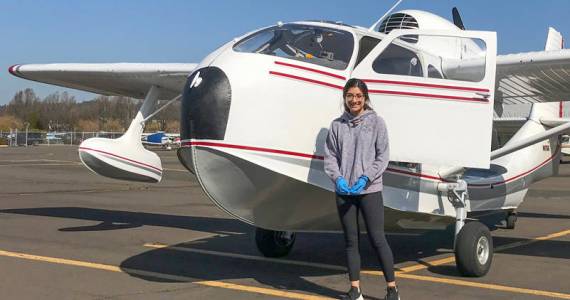 Stuti Dahal, senior at Auburn Mountainview High School, Auburn, Wash. She is the recipient of two Museum 2020 scholarships: for flight training and post-secondary education. Photo courtesy The Museum of Flight.