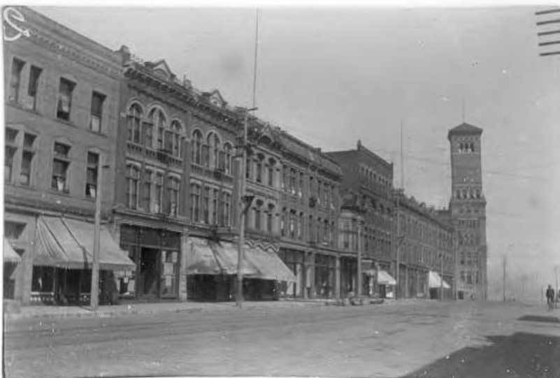 These buildings on the west side of Pacific Avenue have barely changed in over one hundred years; yes, thats Old City Hall at the end. (Photo courtesy of Tacoma Public Library)