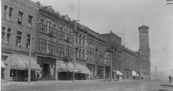 These buildings on the west side of Pacific Avenue have barely changed in over one hundred years; yes, thats Old City Hall at the end. (Photo courtesy of Tacoma Public Library)