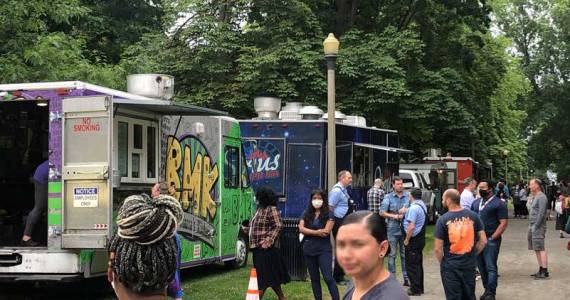 In what was both a familiar and disorienting experience, food trucks were at a public event in a public park. It was a simple reminder of what was and, we all hope, will be. (Photo by Morf Morford)