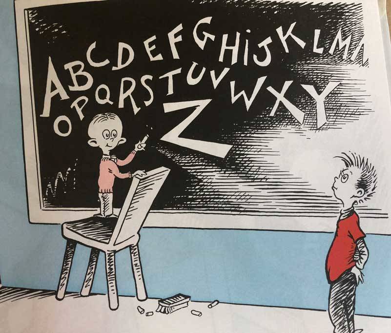 This graphic from On Beyond Zebra, one of the Dr. Seuss books cancelled in 2021, sums up the frontier of new words before us. (Photo by Morf Morford)