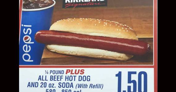 The price of gas, or gold or building materials may surge or drop with the headlines, but the cost of a Costco hotdog stays steady. (Photo by Morf Morford)