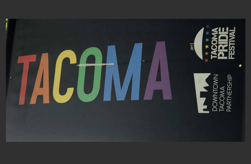 These banners were prominent along Pacific Avenue in June. Photo by Morf Morford (Image rotated for fit)