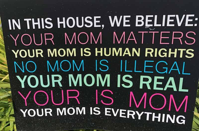 Youve probably seen several of these In this house we believe signs. But probably not this one. I have to wonder what mom thinks of it. (Photo by Morf Morford)