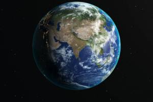 Satellite view of Earth with Zoom in on India from space

The Earth maps used in the image are from following website
https://www.solarsystemscope.com/textures/