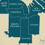 Modern City Map - Tacoma Washington city of the USA with neighborhoods and titles