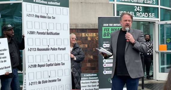 Brian Heywood is the hedge fund manager and founder of Lets Go Washington that qualified three initiatives for the November ballot. Opponents of the measure are out with their first campaign and in it they focus their attacks on him. (Jerry Cornfield/Washington State Standard)