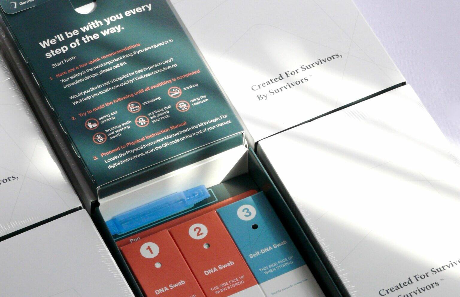 A photo of Leda Healths at-home sexual assault evidence collection kits. (Courtesy Leda Health)