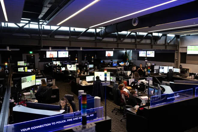 Dispatchers inside South Sound 911s central Tacoma office are working with counselors on behavioral health calls as part of a new partnership between the Washington Department of Health and providers who oversee the states 988 mental health hotlines. (Photo courtesy of South Sound 911)