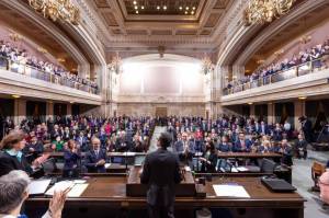 File photo 
The Washington State Legislature convenes for a joint session for a swearing-in ceremony of statewide elected officials and Governor Bob Fergusons inaugural address, March 15, 2025.
