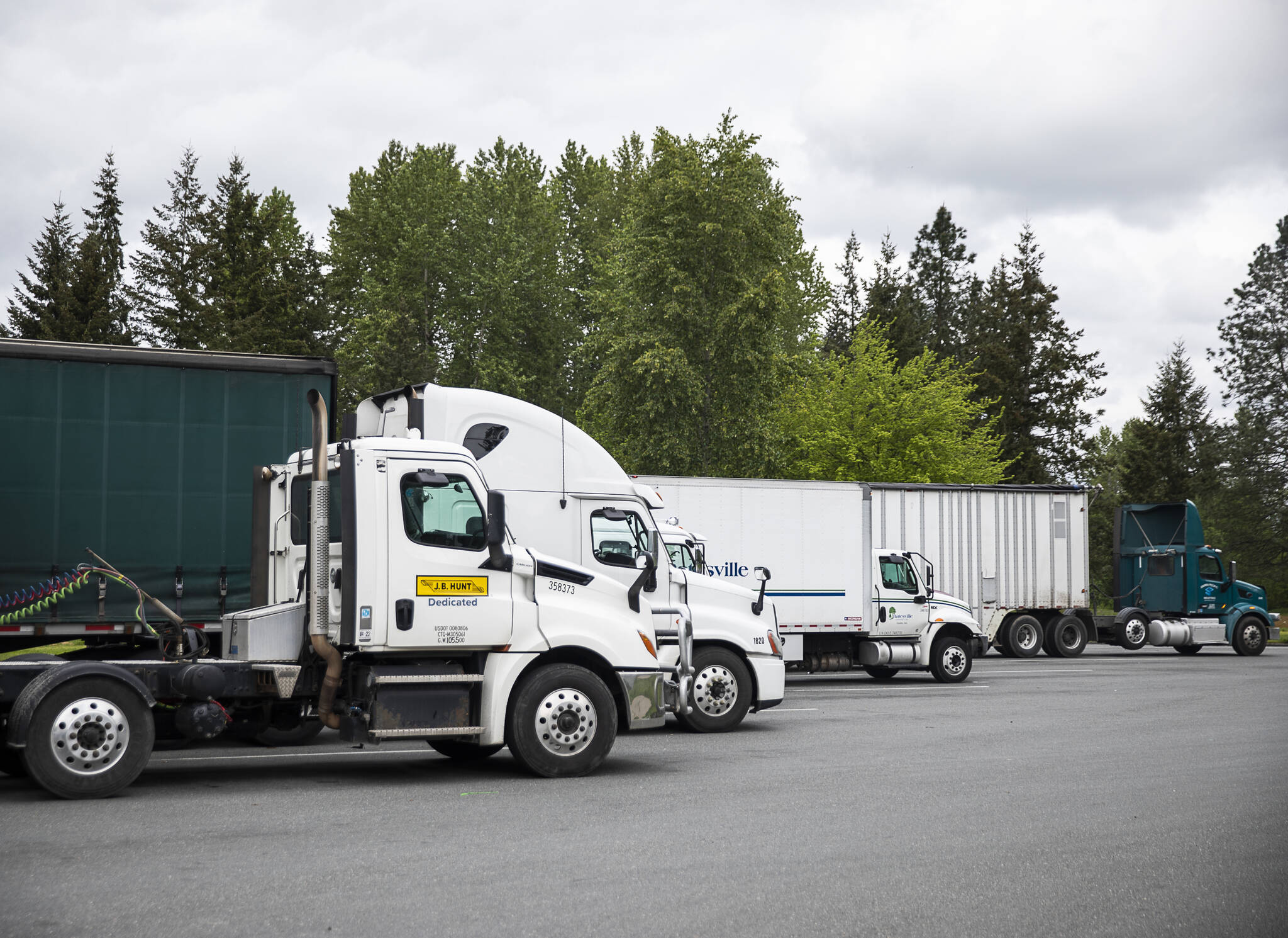 Trucks park at the Smokey Point Rest Area in 2022 in Arlington, Washington. Sound Publishing file photo