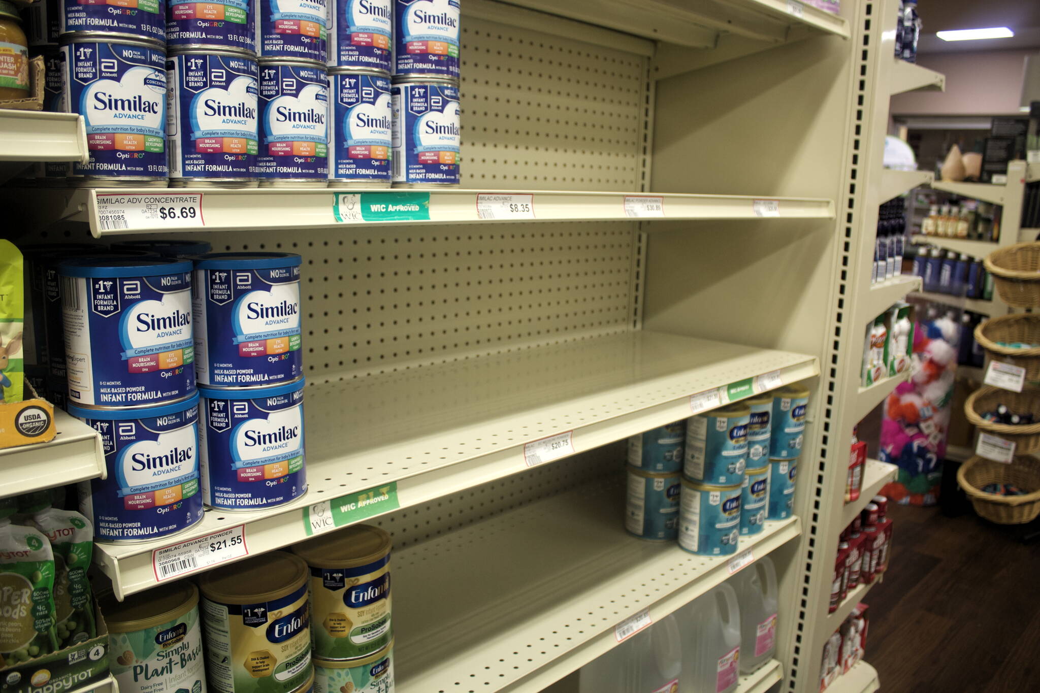 Baby formula on a shelf. File photo