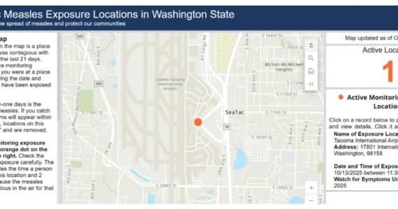 A look at the Department of Healths measles tracker. Screenshot