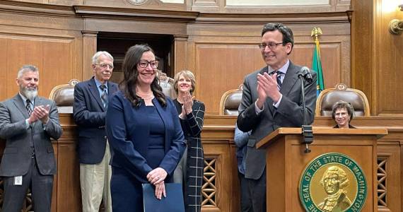Washington Gov. Bob Ferguson appointed Colleen Melody to the state Supreme Court on Nov. 24, 2025. Melody, who leads civil rights division of the state Attorney Generals Office, will assume her seat following the retirement of Justice Mary Yu at the end of the year. (Photo by Jerry Cornfield/Washington State Standard)