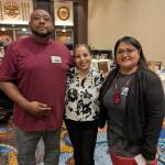 Minnesota Coordinator Ana Negrete (center) with Brandon Nahsonhoya and Arizona Coordinator Valaura Imus-Nahsonhoya at the 2nd Annual MMIP coordinator gathering hosted by the Muckleshoot Tribe on Nov. 5. Imus-Nahsonhoya started the first gathering last year and Negrete will host next years gathering.