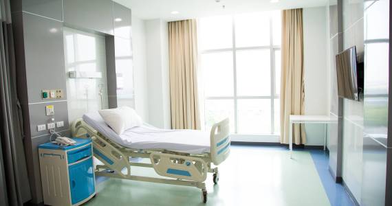 Interior of an empty hospital room. Stock photo