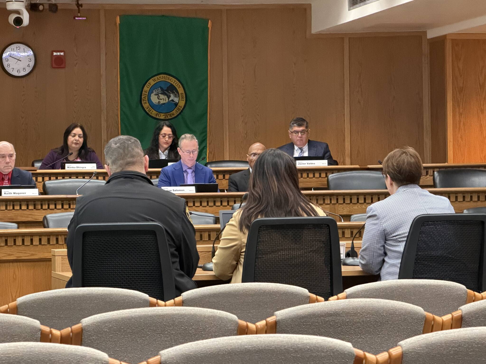 Members of the Senate Law and Justice Committee listen to public testimony during a hearing for Senate Bill 6002. Photo by Cassie Diamond