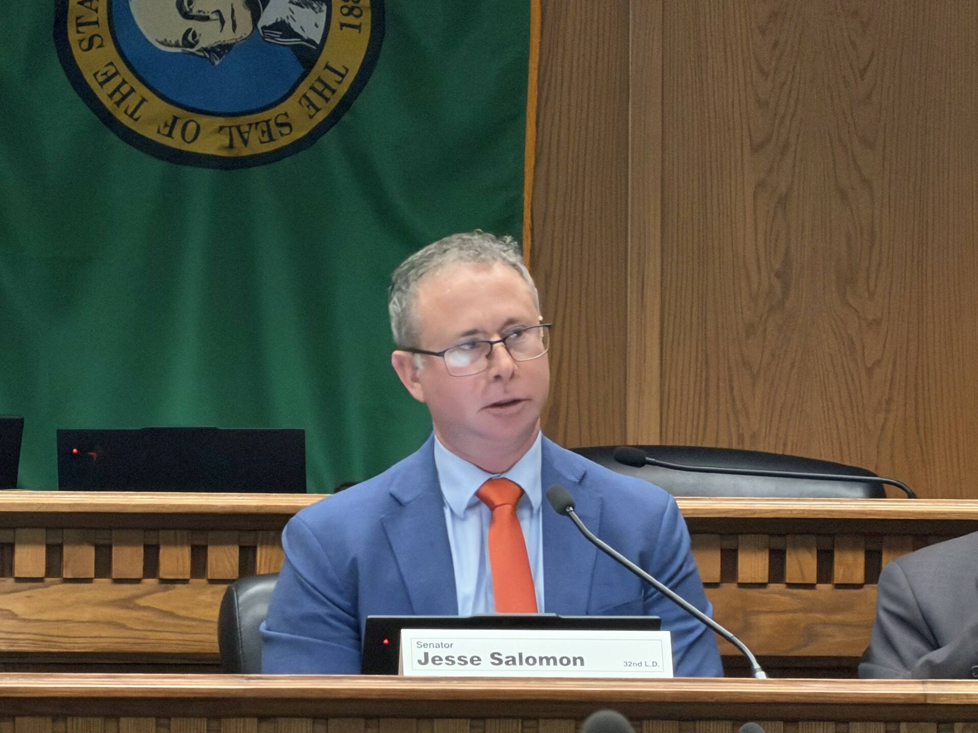 Prime sponsor Sen. Jesse Salomon speaks in support of Senate Bill 6296 during a public hearing Feb. 2. Photo by Cassie Diamond