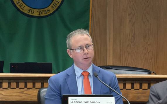 Prime sponsor Sen. Jesse Salomon speaks in support of Senate Bill 6296 during a public hearing Feb. 2. Photo by Cassie Diamond